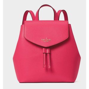 New Kate Spade Lizzie Saffiano Leather Medium Flap Backpack Bikini Pink